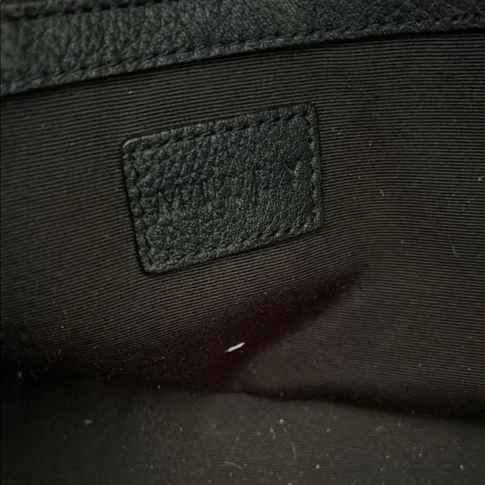Milly Black and Turquoise Satchel with Geometric Stitching - Picture 3 of 7